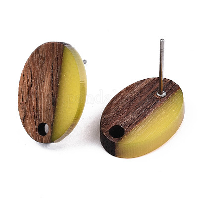 Серьги-гвоздики из смолы и ореха MAK-N032-004A-A03-1