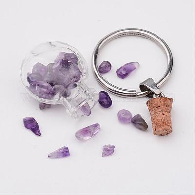 Стеклянная бутылка смешанной формы с драгоценным камнем внутри брелка KEYC-JKC00070-1