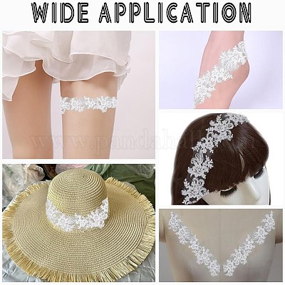 2 ярд полиэстерового цветочного кружева с пластиковыми бусинами OCOR-AR0001-83A-1