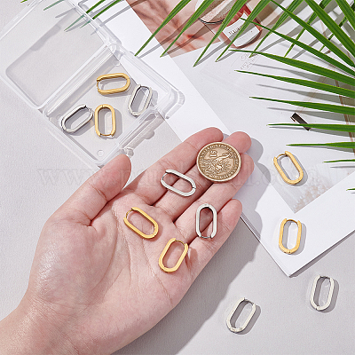 6 пара сережек-колец Huggie Hoop из нержавеющей стали 304 двух цветов STAS-UN0025-25-1