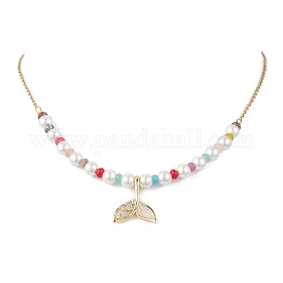 3 шт. 3 стиля ожерелья из круглых бусин из натурального кварца и ракушечного жемчуга NJEW-JN05302-1