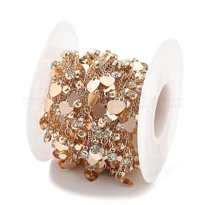 Цепочки из латуни и стекла ручной работы в форме сердца CHC-L051-08KCG-1