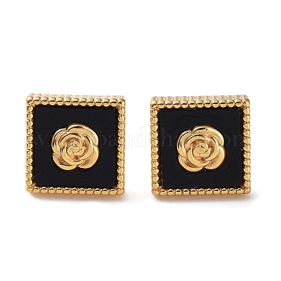 6 пара двухцветных акриловых сережек-пусетов с квадратами и цветками EJEW-A024-08-1