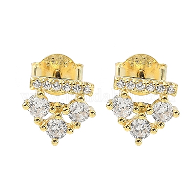 925 серьги-гвоздики из стерлингового серебра с прозрачным кубическим цирконием EJEW-Q032-01C-G-1