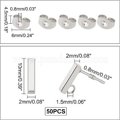 Фурнитура для сережек-гвоздиков из нержавеющей стали 304 STAS-UN0019-62P-1