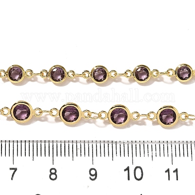 Латунные фиолетовые кубические цирконии плоские круглые звенья двухслойные ожерелья NJEW-C070-01A-G-1