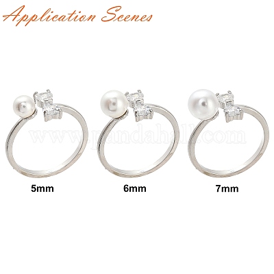 Латунные оправы для колец-манжет с прозрачными кубическими цирконами&nbsp;LS-KK-G518-10P-06-1