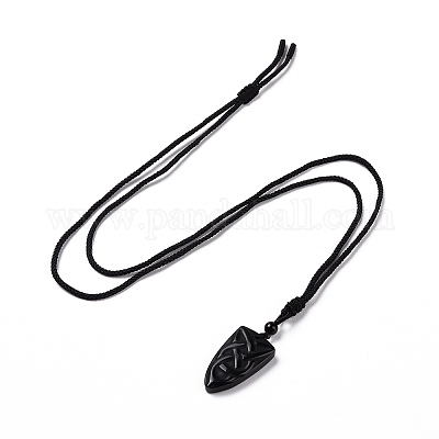 Ожерелье с подвеской в виде матросского узла из натуральных смешанных драгоценных камней с нейлоновым шнуром для женщин NJEW-E091-02-1