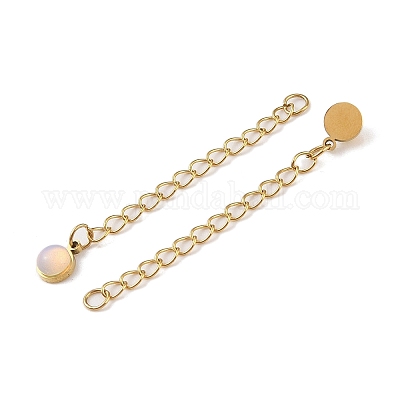 Ионное покрытие (ip) 316 хирургическая нержавеющая сталь удлинитель цепи панциря с опаловым круглым шармом STAS-A097-01G-05-1