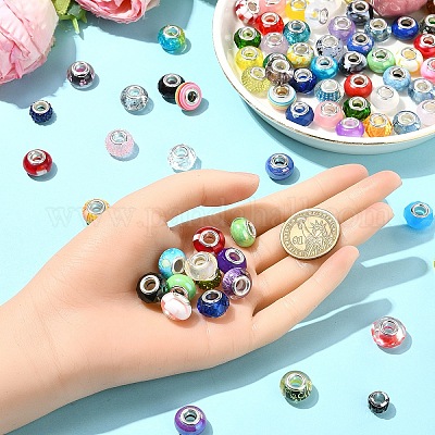 Европейские бусины из смолы 15 цвета RESI-YW0001-91-1