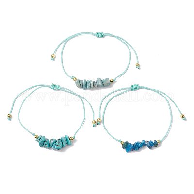 3шт 3 стиля браслетов из плетеных бусин с драгоценными камнями BJEW-JB11146-03-1