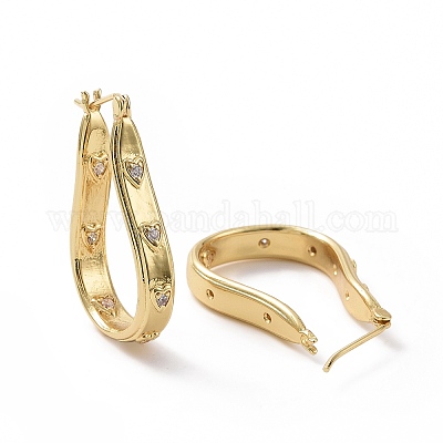 Слеза из прозрачного кубического циркония с серьгами-кольцами в виде звезд EJEW-I280-09G-1