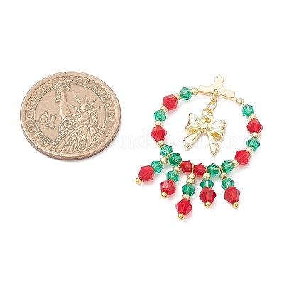 Подвески из стеклянных бусин ручной работы на рождественскую тематику PALLOY-MZ00795-01-1