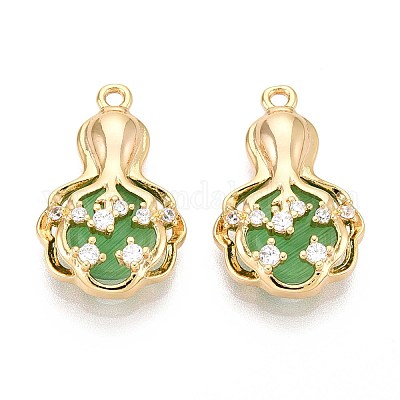 Латунные подвески с микропаве из прозрачных кубических цирконий кошачий глаз KK-T071-16G-B02-1