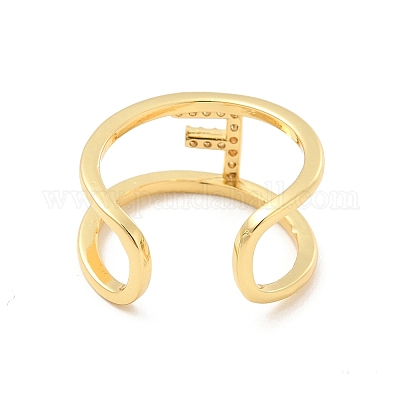 Кольцо-манжета с открытой буквой из прозрачного кубического циркония RJEW-A012-01G-F-1