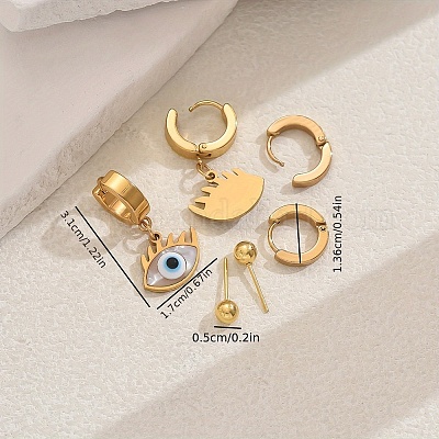 3 пара серег из нержавеющей стали 201 (3 стиля) QS4475-1-1