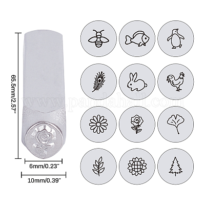 BENECREAT 12 Pack (6mm 1/4) Design Stamps, Metal Punch Stamp (Animal with  Plant Theme) Stamping Tool Case - Electroplated Hard Carbon Steel Tools to