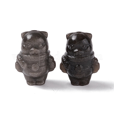 Натуральные серебряные бусины из обсидиана G-G859-13-1