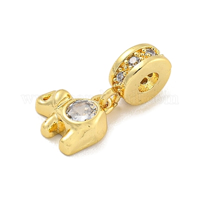 Латунные микропаве прозрачные подвески с фианитом KK-U007-02G-06-1