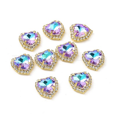 Сердце пришить стразами DIY-E062-03G-01-1