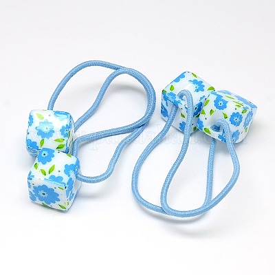 Wholesale Girls Hair Accessories Ponytail Holder Resin Cube Bead