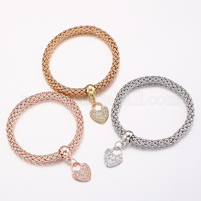 3шт браслеты с подвесками в форме сердца из цинкового сплава FS-WG3B029-01-1