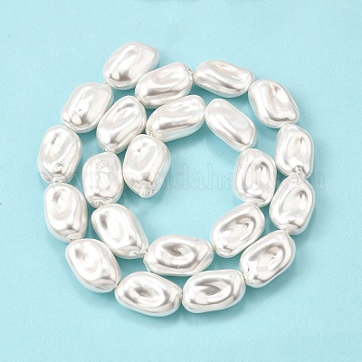 Нити бусин из искусственного жемчуга с гальваническим покрытием из фарфора PORC-K009-01B-1