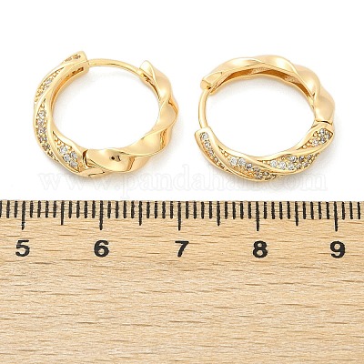 Серьги-кольца из латуни с прозрачным кубическим цирконием EJEW-Q016-19G-1