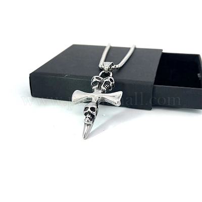 Ожерелья из нержавеющей стали с подвеской в виде черепа и креста для мужчин QC6124-1