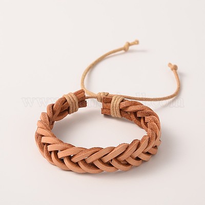Регулируемые модные унисекс случайный стиль браслеты плетеный кожаный шнур BJEW-J112-07-1