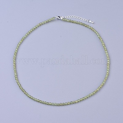 Натуральный перидот из бисера ожерелья NJEW-K114-A-A17-1