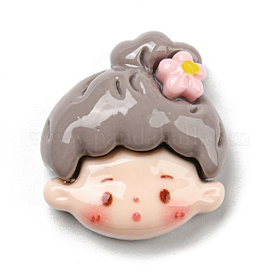 Симпатичная мультяшная тема девушки из непрозрачных кабошонов из смолы CRES-D014-01F-1