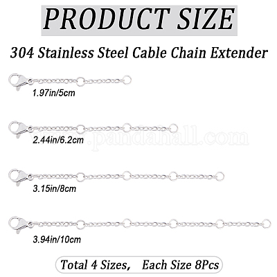 32 шт. 4-х стильный удлинитель цепи из нержавеющей стали 304 STAS-CN0001-60-1