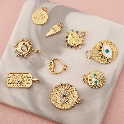 9 шт. 9 стилей латунных подвесных наборов ZIRC-SZ0001-48-1