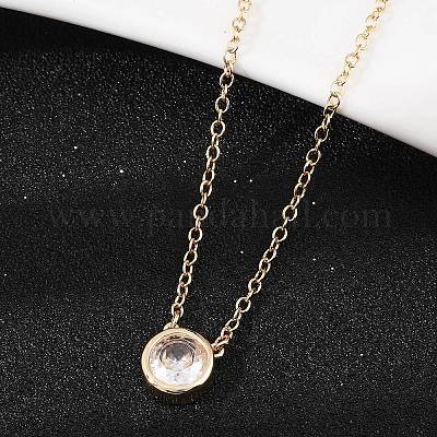 Женские ожерелья с подвеской из латуни и прозрачного кубического циркония NJEW-Z079-02G-04-1