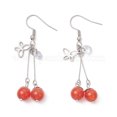 Кошачий глаз свисает с серьгами EJEW-JE06493-03-1