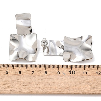 Квадратные серьги-гвоздики из нержавеющей стали 304 EJEW-K268-79A-P-1