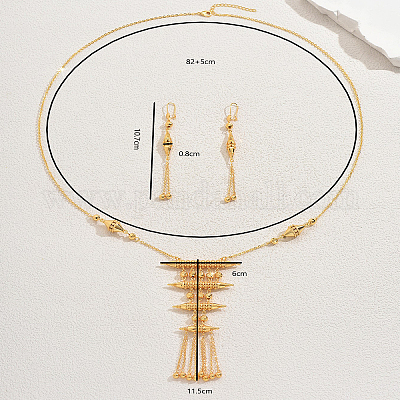 Комплект из латунных ожерелий и серег с геометрическим вырезом и бахромой для женщин SR6338-1