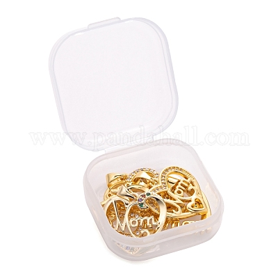 6шт 6 стиля латунные микропаве прозрачные подвески с кубическим цирконием ZIRC-LS0001-06G-1