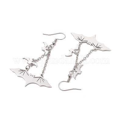 Серьги-подвески в форме летучей мыши из нержавеющей стали 304 EJEW-TA00452-1