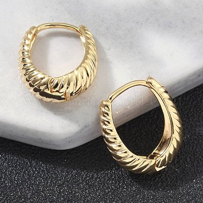 Латунные серьги обруча EJEW-D320-15G-1