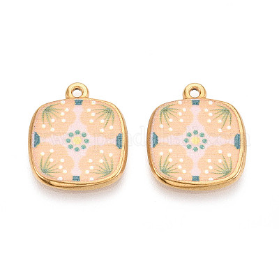 Квадратные подвески из нержавеющей стали 304 с печатным рисунком STAS-T071-25E-G-1