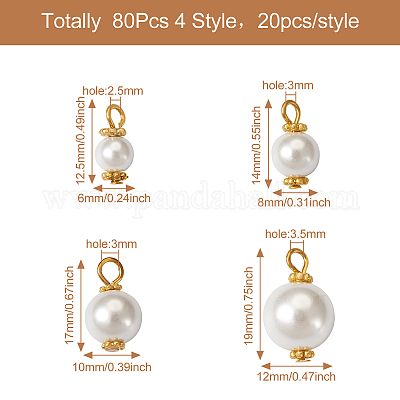 80 шт. 4 подвески из экологически чистого окрашенного стекла с жемчугом GLAA-CD0001-11-1