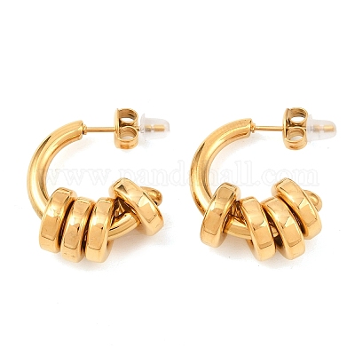 Серьги-гвоздики из нержавеющей стали 304 в форме буквы С EJEW-K268-78G-1