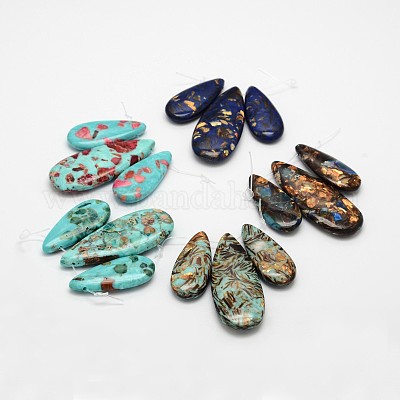 Собранные наборы подвесок из синтетических окрашенных драгоценных камней и бронзита G-L359-02-1