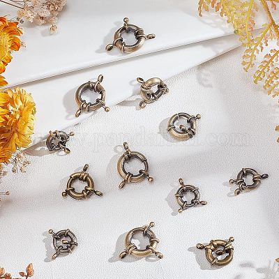 12 шт. 3 стиля латунных пружинных кольцевых застежек KK-FH0004-11-1