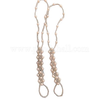 Браслеты на ногу с ромбовидным пластиковым жемчугом и стеклянными бусинами FS-WGADC6C-01-1