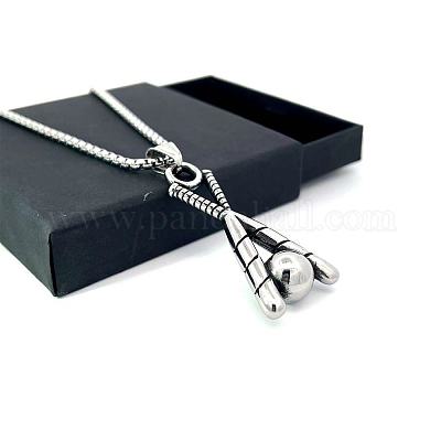 Винтажные спортивные ожерелья с подвеской в виде бейсбольной биты из нержавеющей стали для унисекс BD8226-1