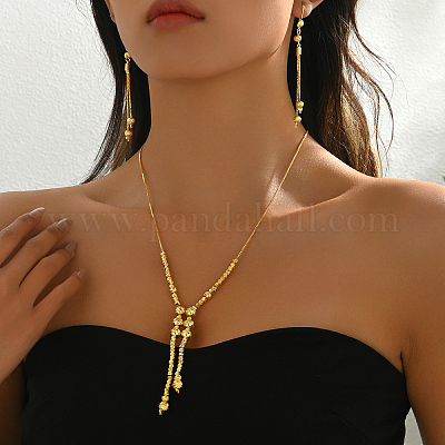 Модные женские серьги и ожерелья из латуни круглой формы для вечеринки KF4086-1