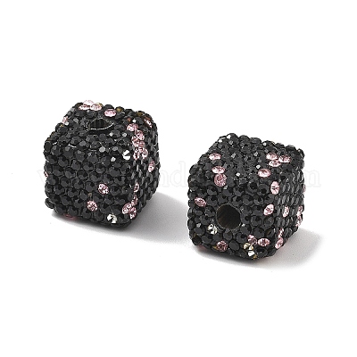 Бусины из полимерной глины в форме куба со стразами CLAY-NH0001-08H-1